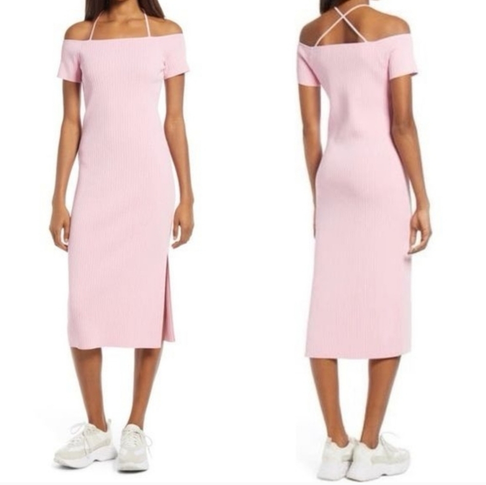 Wayf Deena Knit Off-Shoulder Midi Dress